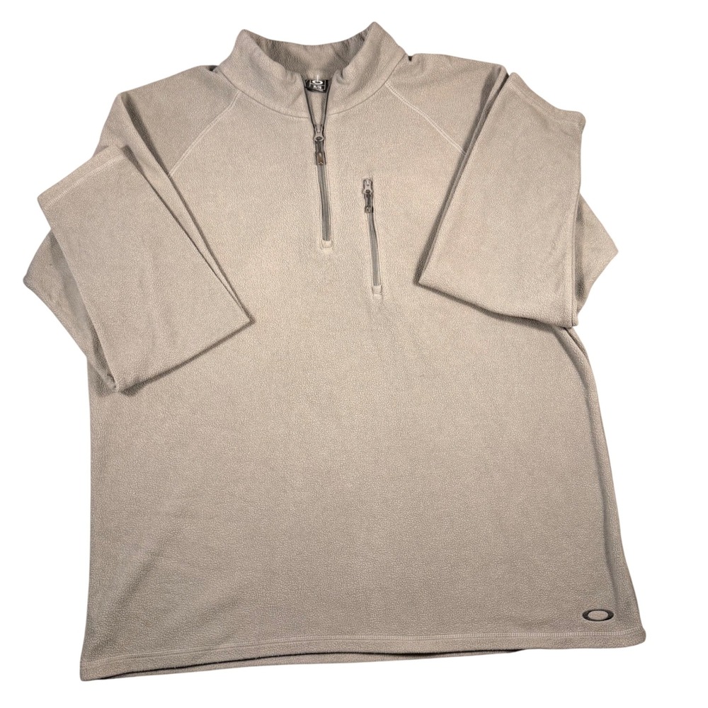 Oakley Mens XL Gray Quarter Zip Fleece Pullover Jacket Chest Pocket CA35460